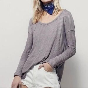 EUC Free People Ventura Hi Lo Waffle Knit